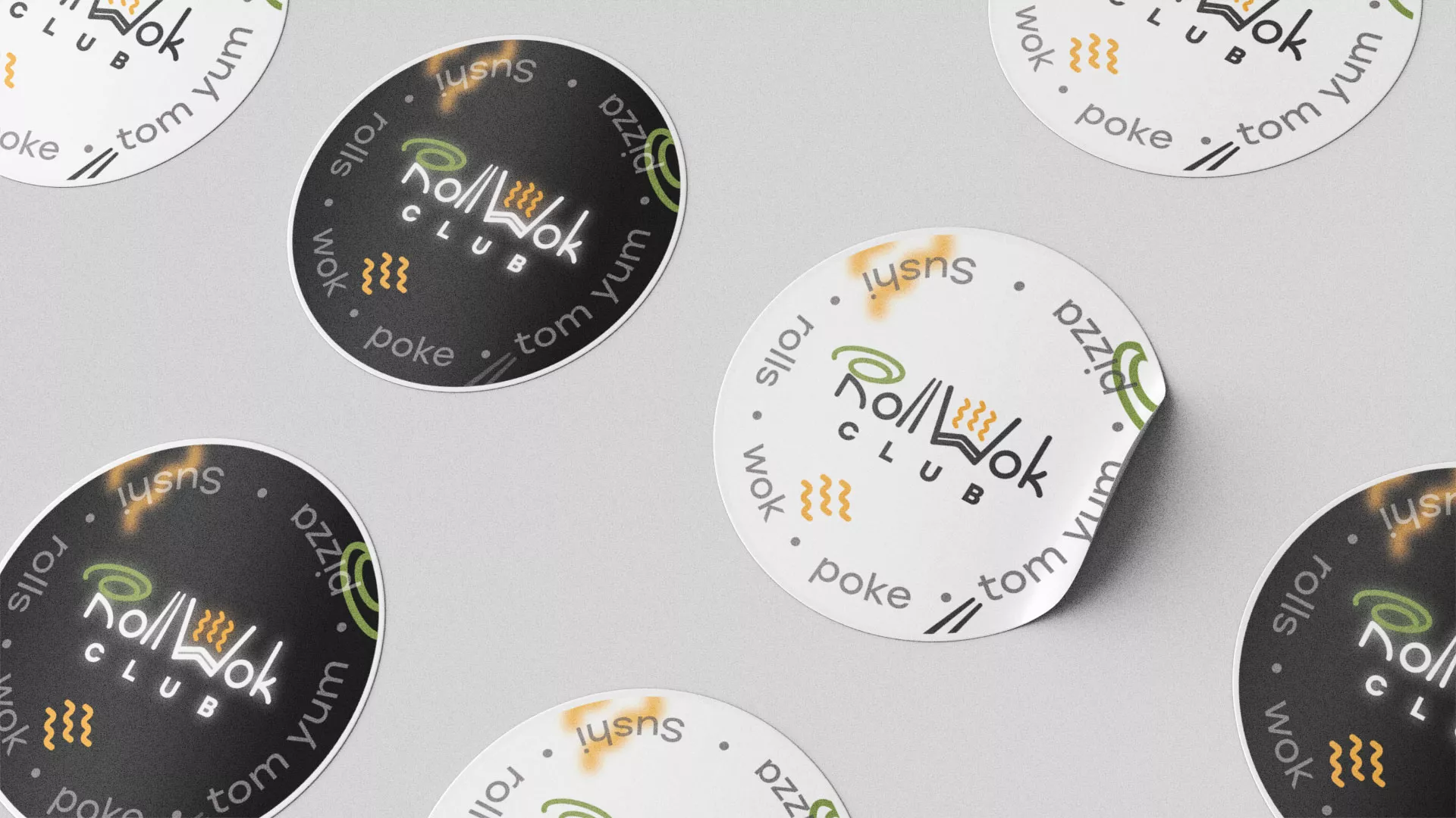 Разработка наклеек для суши-бара «Roll Wok Club» в Бузулуке